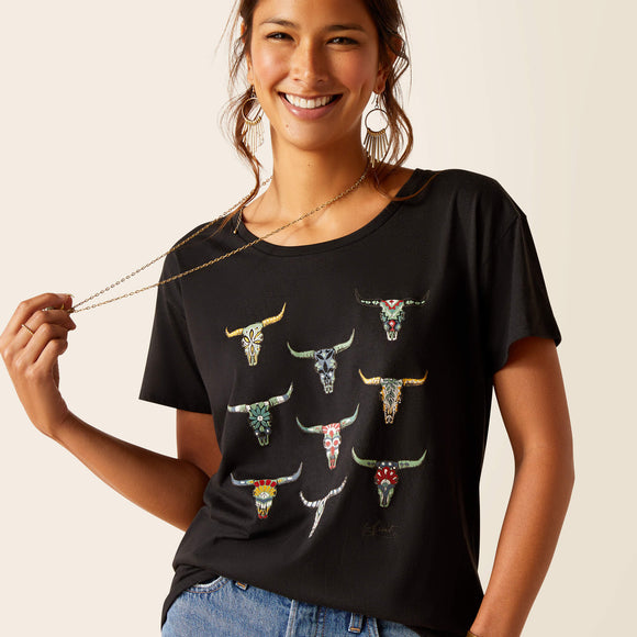 Ariat Women's Deco Skulls T-Shirt - Black