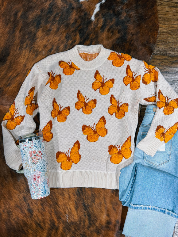 Chasing Butterflies Round Neck Knitted Sweater