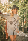 The Stitched Side Fringed Sweater Dress - Grey