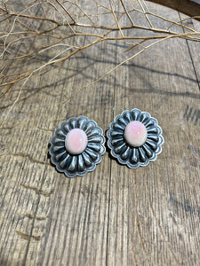 Pink Conch Shell Concho Earrings