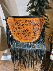 Vintage Cowgirl Cases - Fringed Cowgirl Bum Bag (Brown/Black)