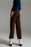 The Baylee - Wide Leg Brown Cropped Jeans