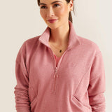 Ariat Women's Friday Cotton 1/2 Zip Sweatshirt - Heather Dusty Rose