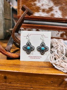 Zia Turquoise Sterling Silver Dangle Earrings