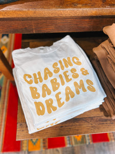 Chasing Babies and Dreams Short Sleeve Tee - Cream