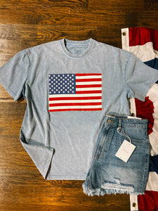 American Flag Embroidered Tee
