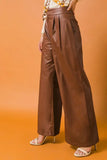 The Shelby - Pleated Faux Leather Wide Leg Pants