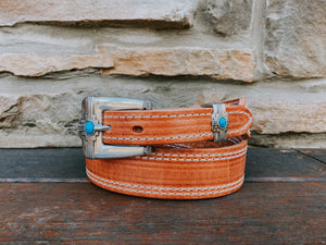 Double J Harness Leather Tapered Stitched Belt